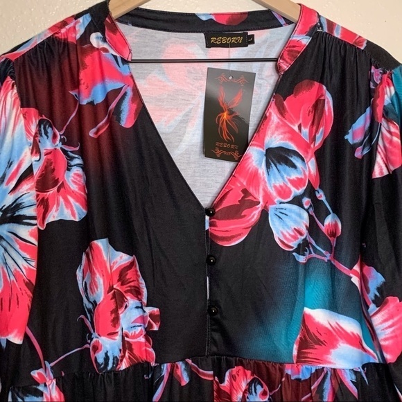 Reborn Black and Pink Fairy Floral Dress - Picture 8 of 14